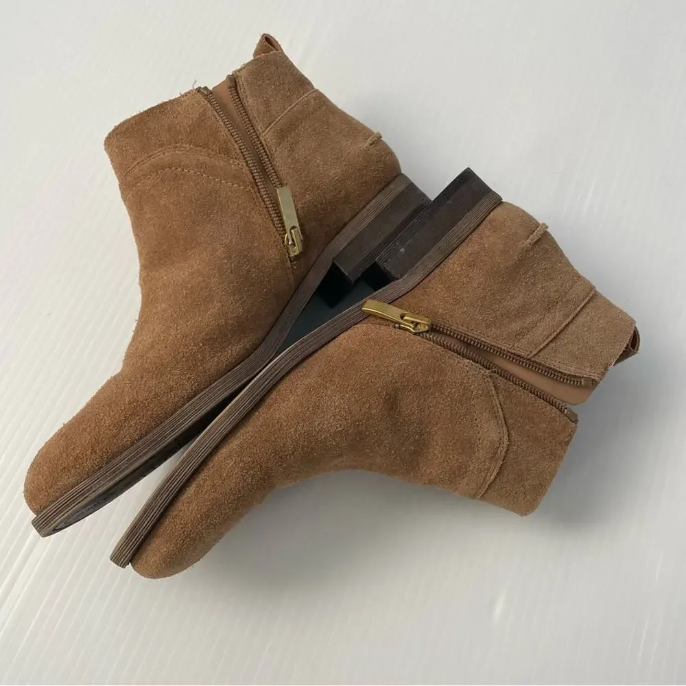 Franco Sarto Kelton brown suede studded booties size 7 size zip